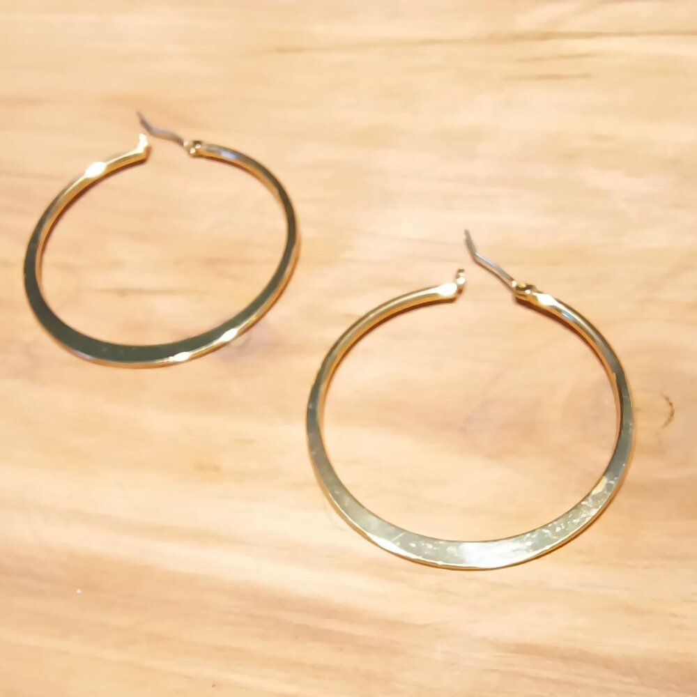 Womens Gorgeous Classic Classy Vintage 2" Gold Hoop Earrings 🌷